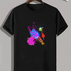 Colorful Paint Print Men's Graphic T shirt Casual Comfy Tees For Summer