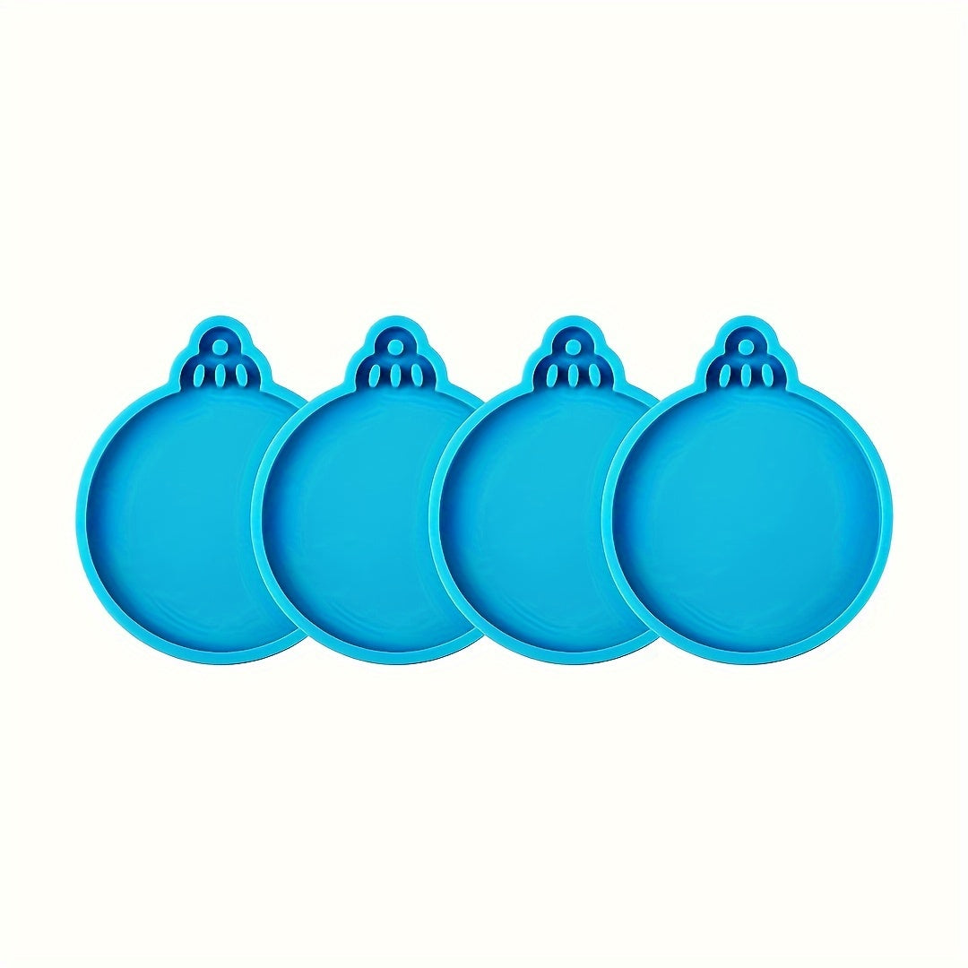 4pcs Christmas Resin Silicone Mold Ornaments Round Pendant Epoxy Resin Mold