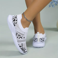 Women's Mesh Panel Slip On Sneakers Low Round Toe Light Shoes