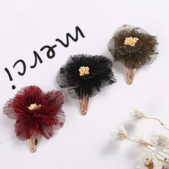 2pcs Mesh Flowers Hair Clips Head Jewelry for Girls