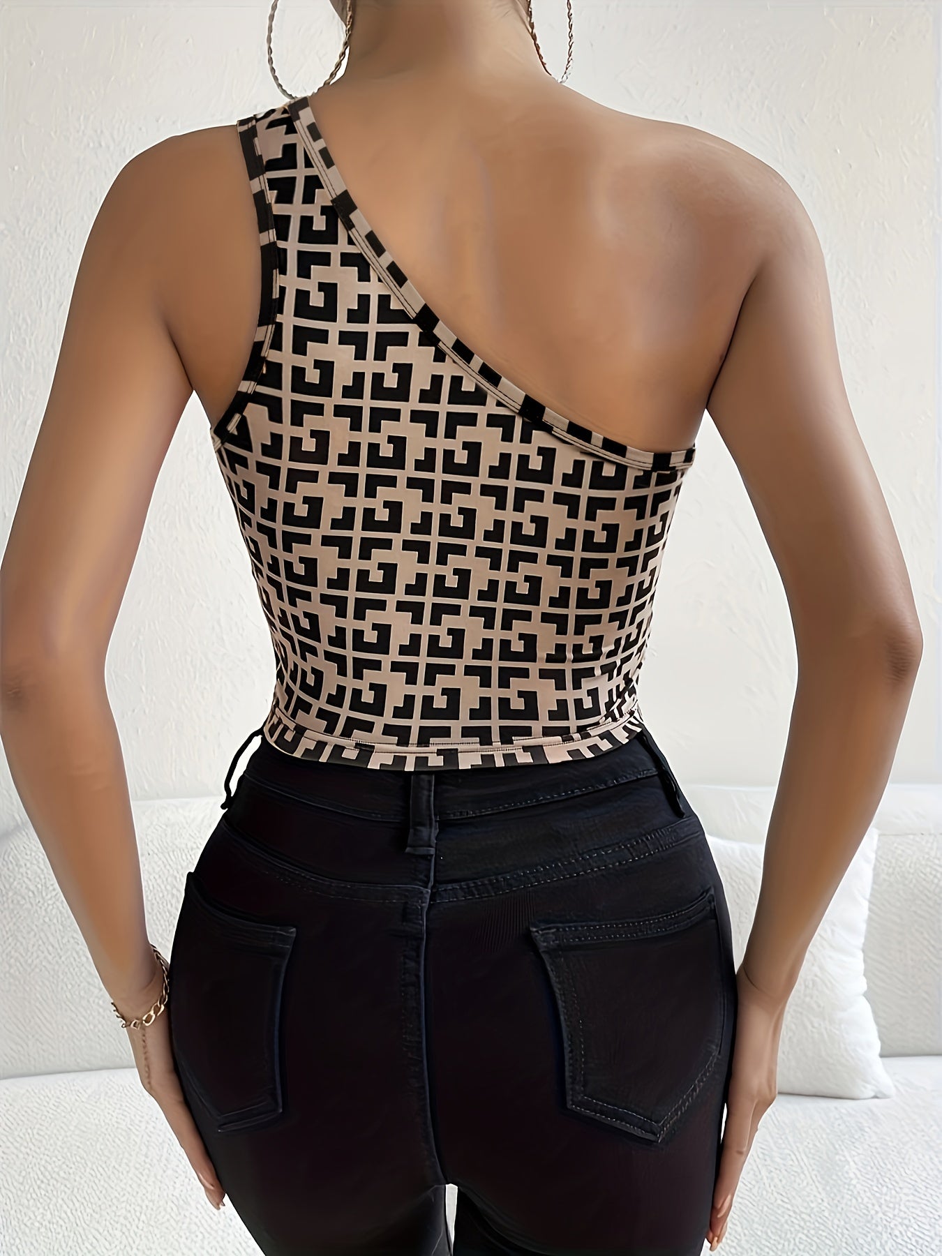 One Shoulder Top Sexy Slim Sleeveless Summer Top Women