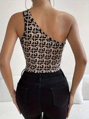 One Shoulder Top Sexy Slim Sleeveless Summer Top Women