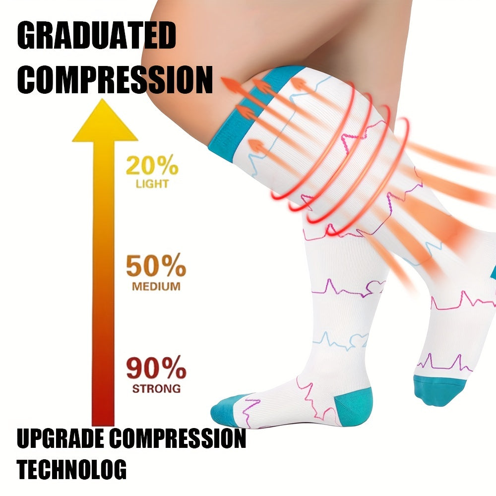 Compression Socks 15-20mmHg Wide Calf Knee High Stockings