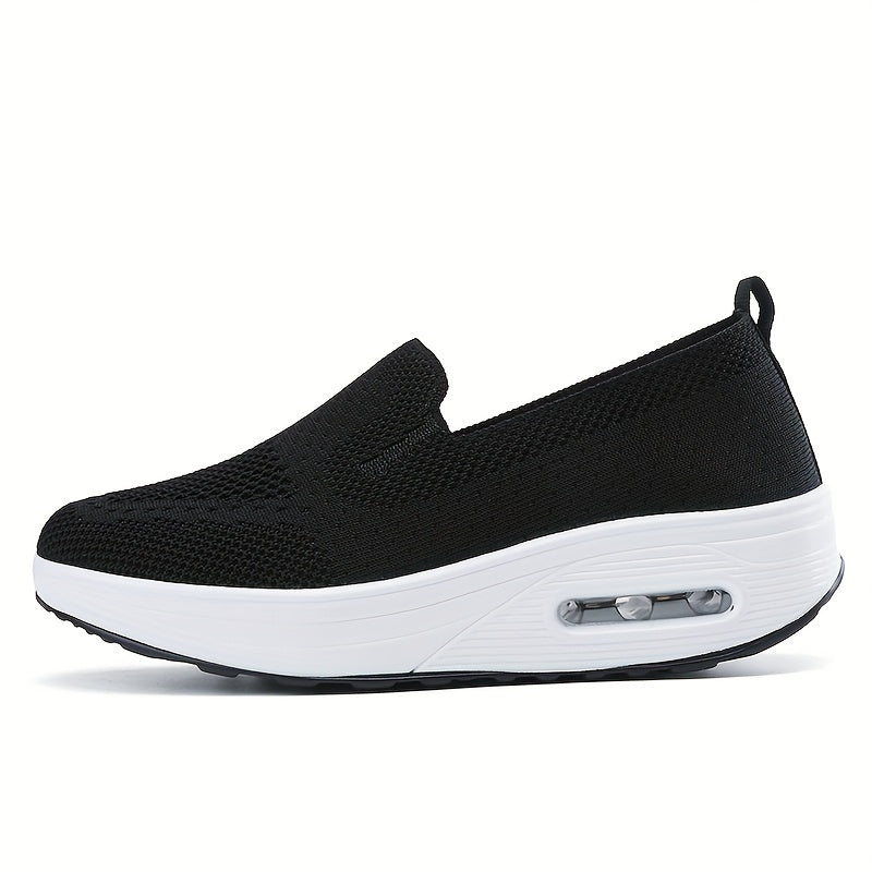 Women's Air Cushion Walking Shoes Flyknit Mesh Slip-on Sneakers