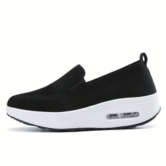 Women's Air Cushion Walking Shoes Flyknit Mesh Slip-on Sneakers