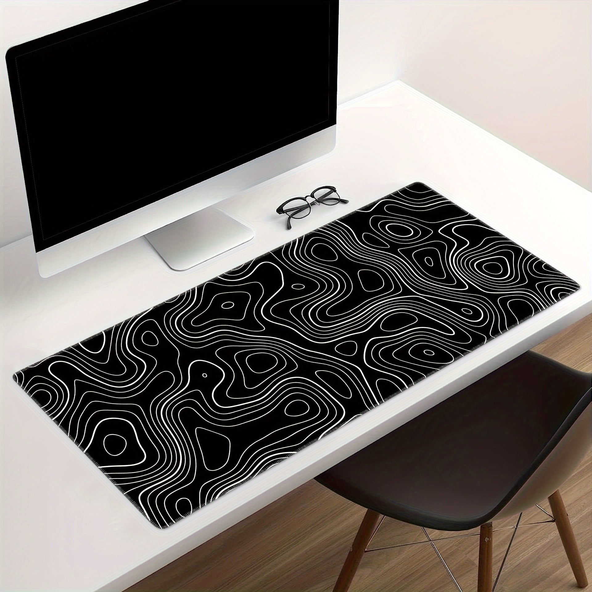 Abstract Terrain Line Outline Non Slip Mouse Pad - Washable Desk Mat
