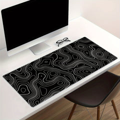Abstract Terrain Line Outline Non Slip Mouse Pad - Washable Desk Mat