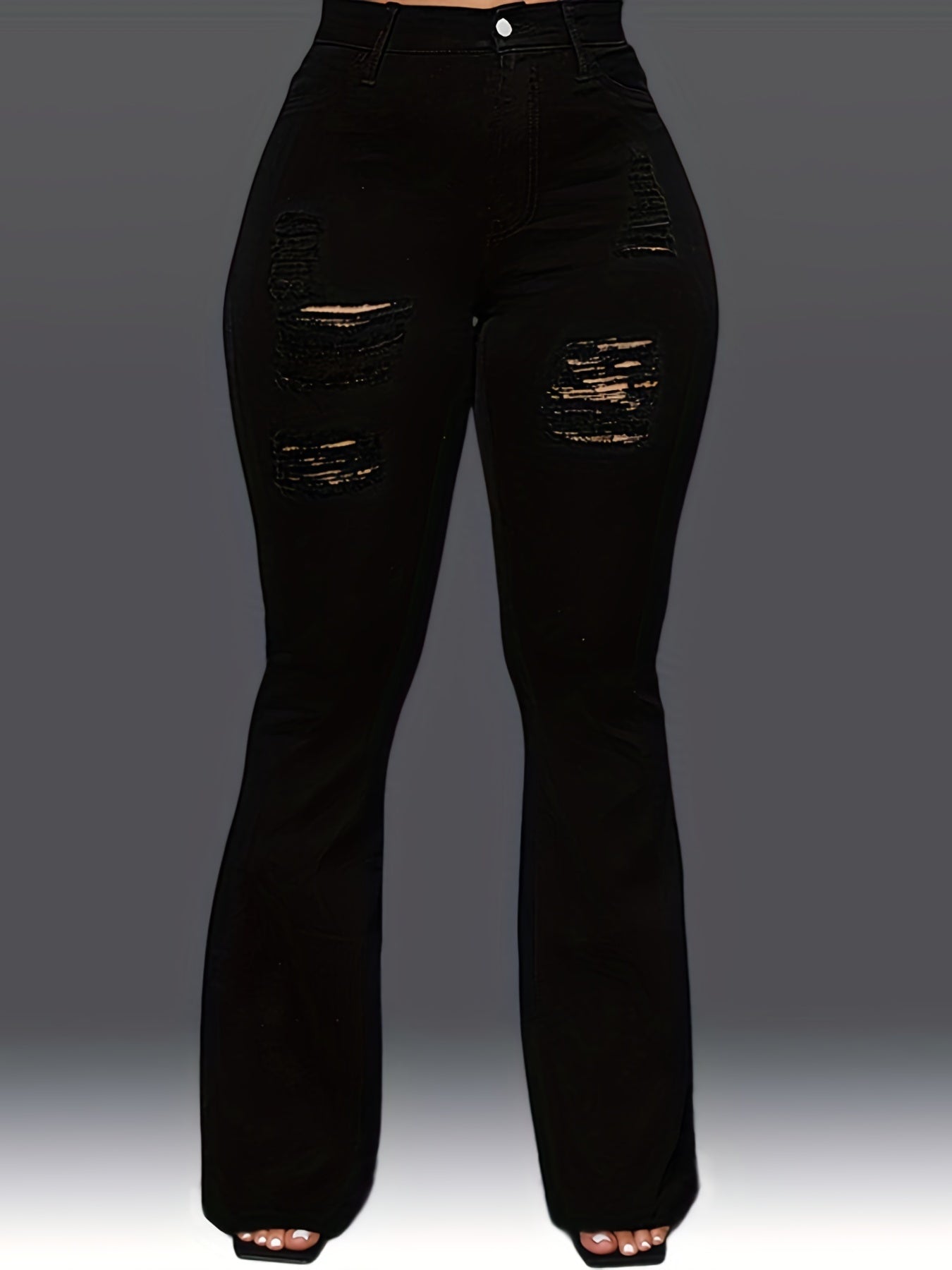 Stretchy Bootcut Jeans Distressed Street Style Denim Pants