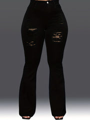 Stretchy Bootcut Jeans Distressed Street Style Denim Pants