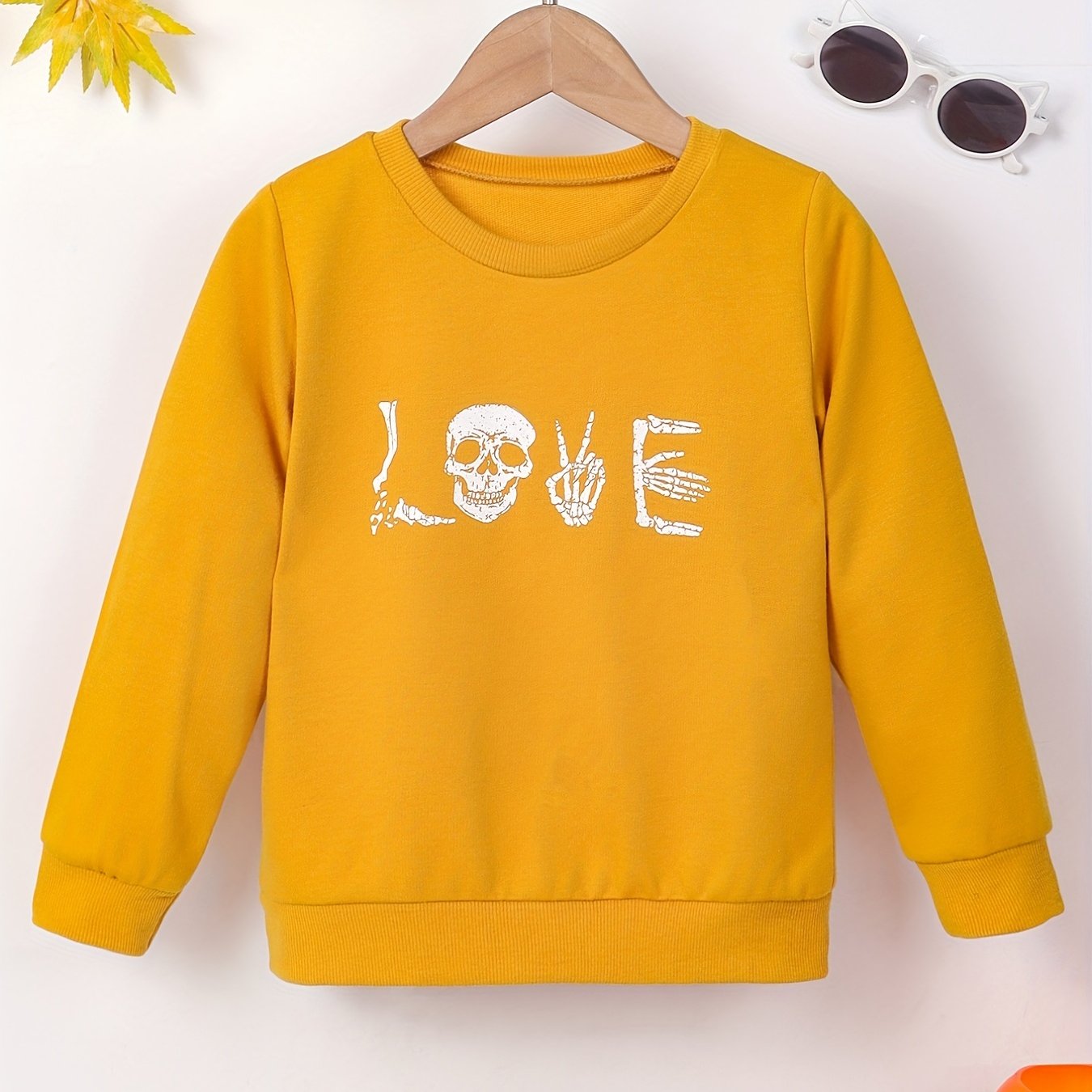 Girls Halloween Skulls Graphic Sweatshirt Long Sleeve Top Pullover