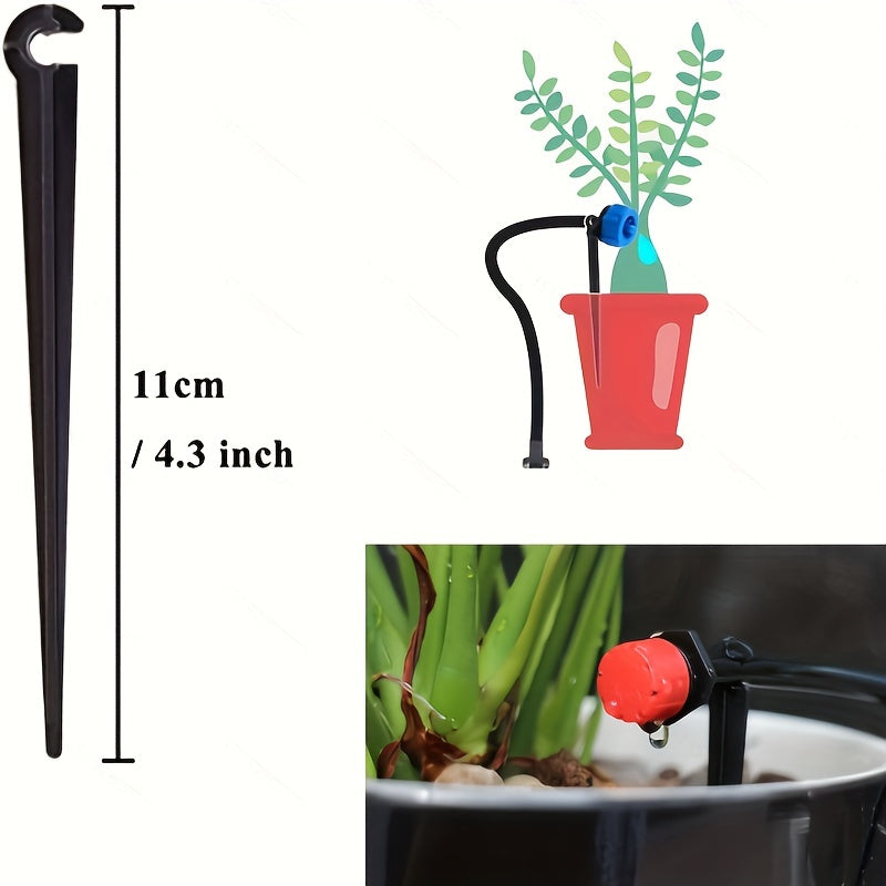 100 Pack Drip Support Stakes 1/4 Tubing Holder Balcony Succulent Sprinkler