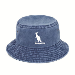 Kangaroo Patterned Fishing Cap Sunshade Bucket Hat for Outdoor Activities