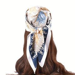 Floral Print Silk Square Scarf Bandana Shawl Neck Hair Accessory
