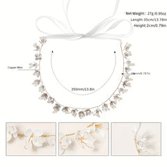 Wedding Flower Headband With Beads Bridal Hair Band