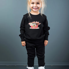 2pc Cartoon Cats Crew Neck Sweatshirt & Sweatpants Set for Girls