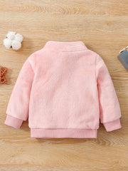 Pink Sports Sweatshirt Fleece Long Sleeve Pullover Blouse for Baby Girls