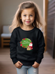 Merry Christmas Santa Print Crew Neck Sweatshirt Kids Clothes