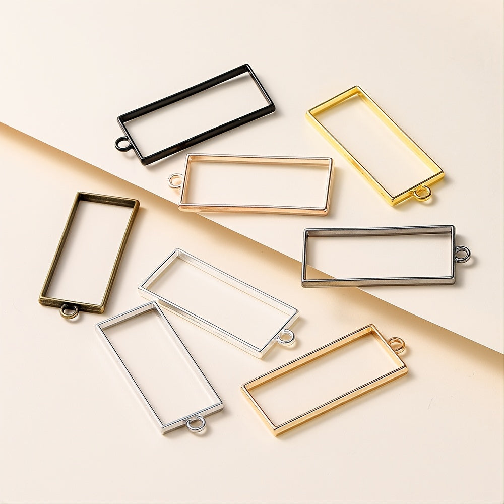 10Pcs Thin Square Rectangle Hollow Frame Pendant Charm for DIY Jewelry Making