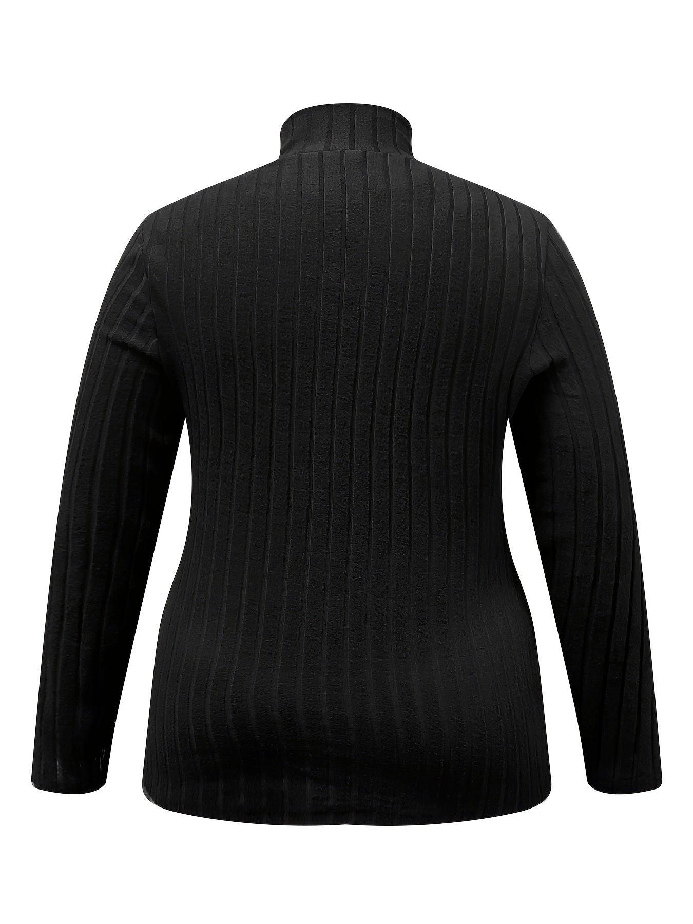 Solid Knit Top Women's Long Sleeve Stand Collar Medium Str