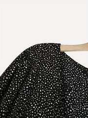 Polka Dot V Neck Peplum Blouse