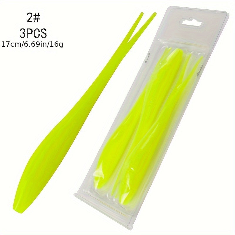 3pcs Fork Tail Soft Lure Bionic Floating Bait Sea Fishing Tackle