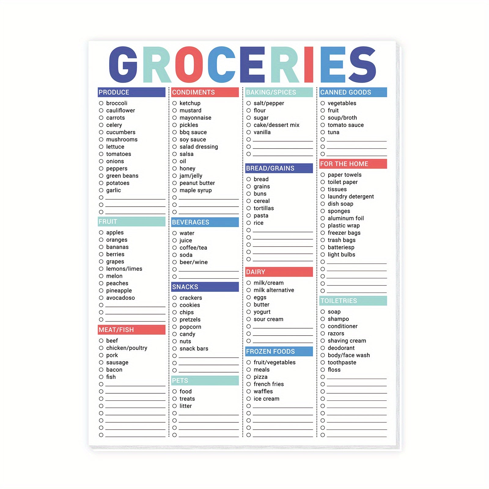 Magnetic Grocery List Pad 52 Sheets 104 P