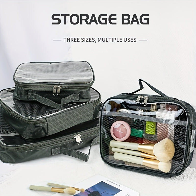 Set of 3 PVC Zipper Mesh Storage Bags for Toy Organization and More