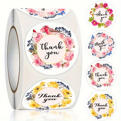 500pcs Thank You Stickers Flower Bird Pattern PVC Sealing Stickers