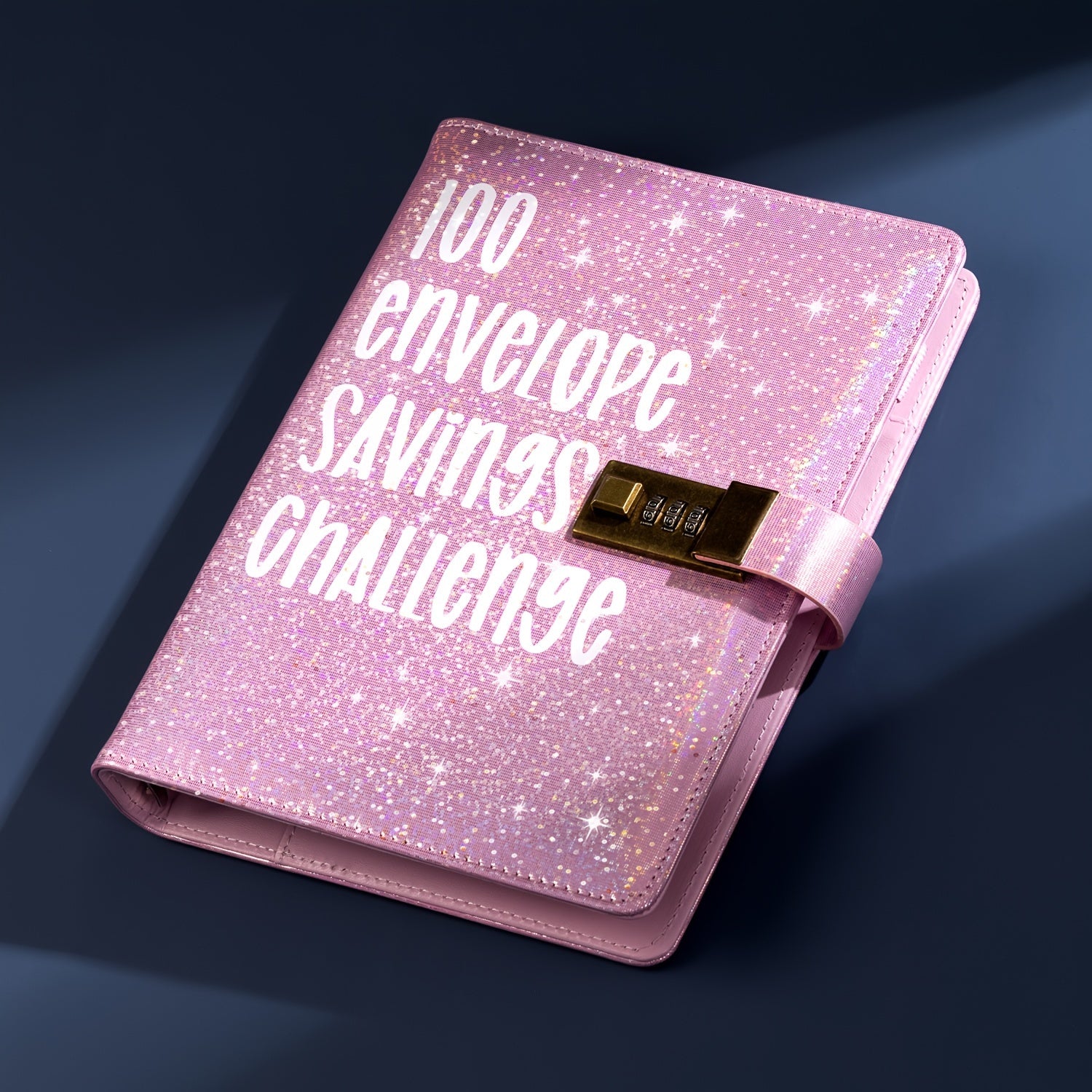 100 Envelopes Money-Saving Challenge Binder with Lock and Shining Cover