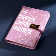 100 Envelopes Money-Saving Challenge Binder with Lock and Shining Cover