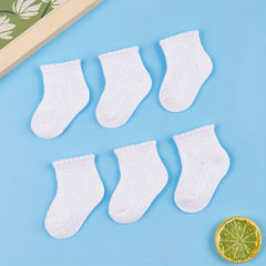 3 Pairs Girls Ruffled Knit Socks Soft Comfortable Thin Breathable