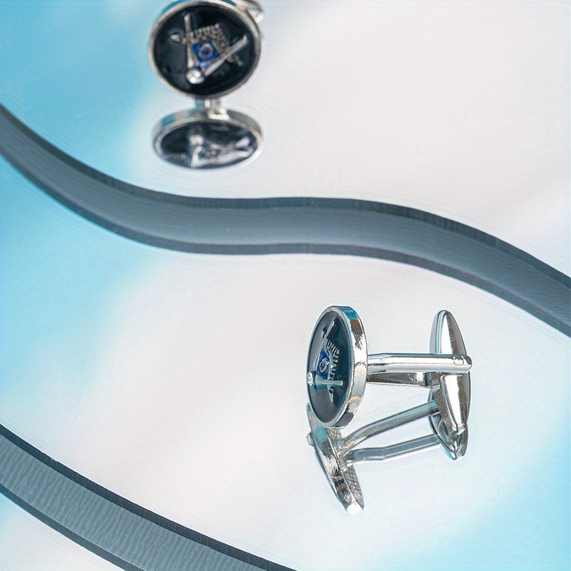 Round Leaf Cufflinks Stainless Steel Glossy Men's French Cufflinks