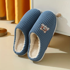 Men's Plaid Cartoon Print Slip On House Shoes