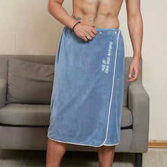 Men's Adjustable Shower Wrap Bath Towel Soft Wearable Bath Skirt