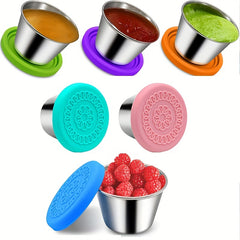 6pcs Reusable Salad Dressing Containers with Spill Proof Lids