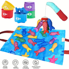 22pcs Fishing Game Set for Kids with Fishing Pole, Fish, Buckets, Mat Cloth