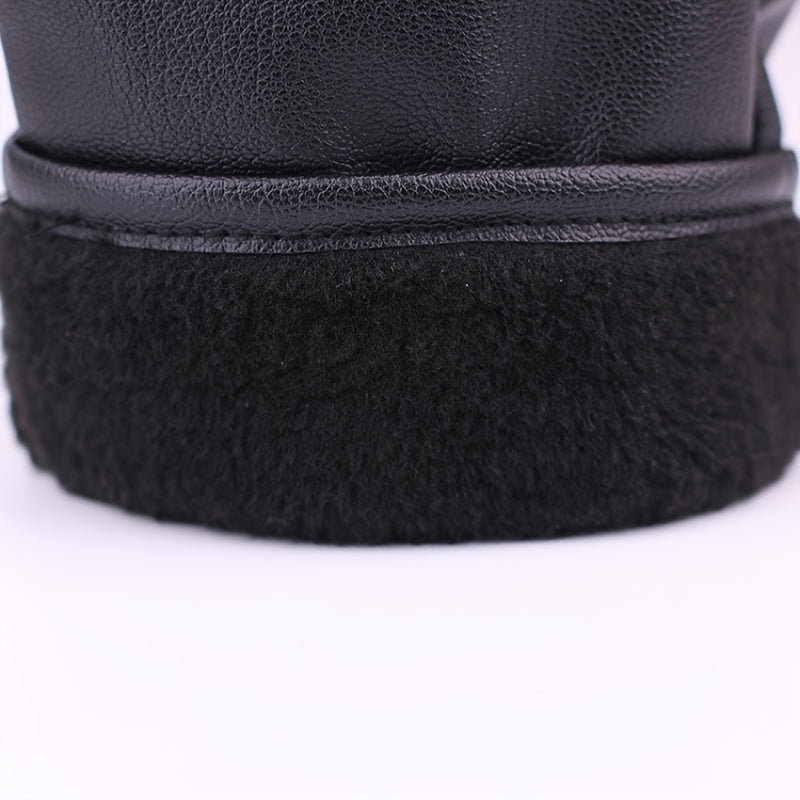 Men's Winter Motorcycle Leather Gloves Thick Cotton Plus Velvet Warm