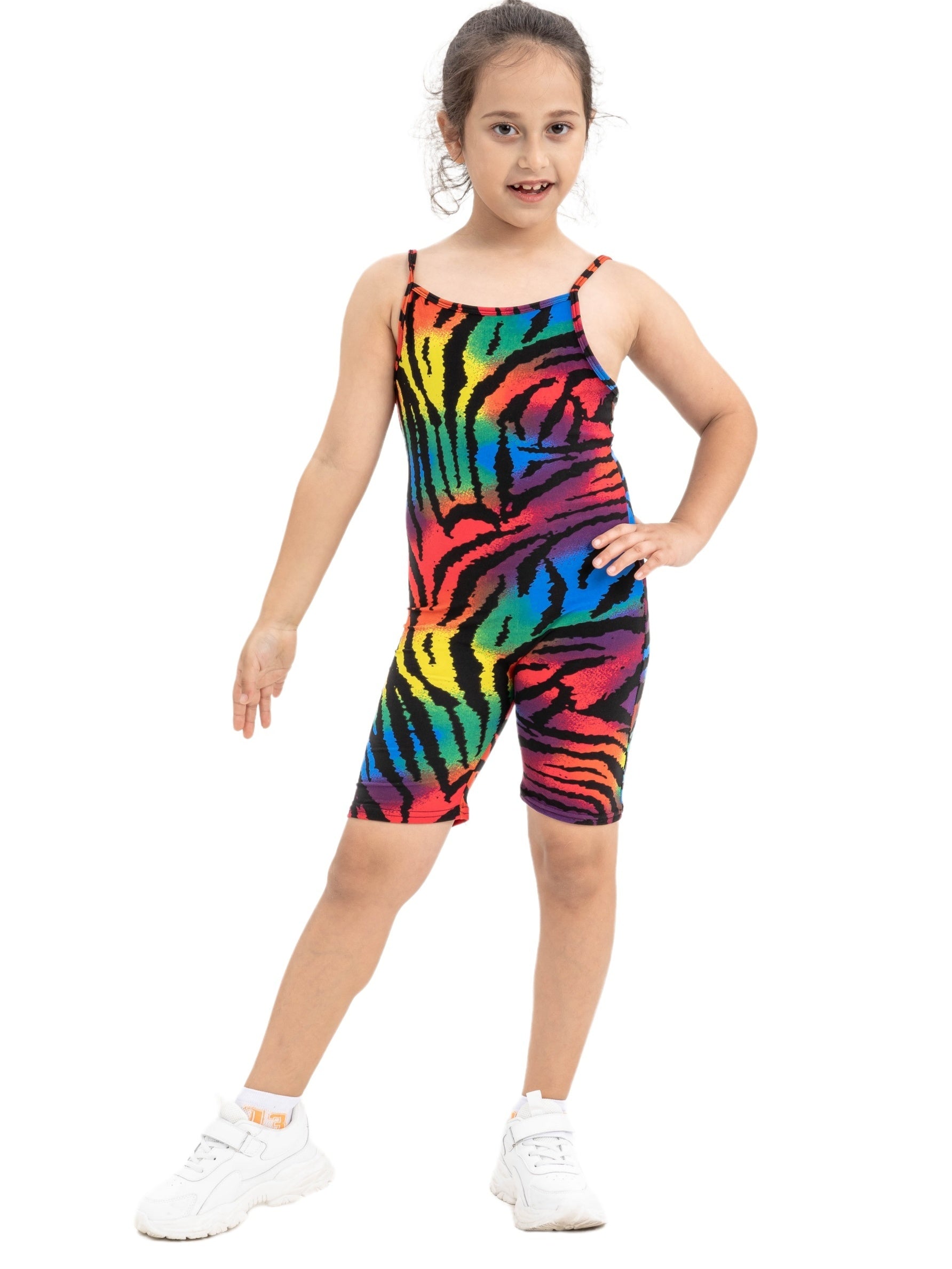 Toddler Girls Colorful Leopard Cami Rompers Jumpsuits