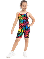 Toddler Girls Colorful Leopard Cami Rompers Jumpsuits