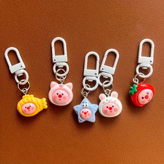 Cartoon Starfish Fish Strawberry Rabbit Keyring Charms Pendant