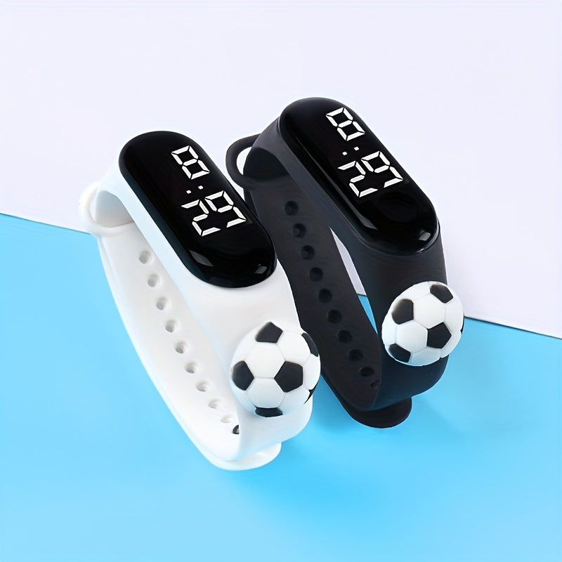 2pcs Football LED Display Electronic Watch Set Boys & Girls Bracelet Combo