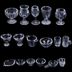 17pcs 1:12 Dollhouse Transparent Tableware DIY Pretend Play