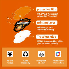 50pcs Basketball Stickers Pack Waterproof Vinyl Decals for Skateboard