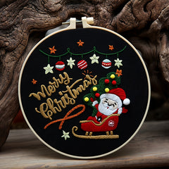Embroidery Starter Kit Merry Christmas Pattern Cloth Thread Cross Stitch