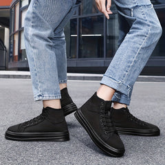 Men's High Top Lace Up Canvas Shoes Comfy Non Slip Casual Flats