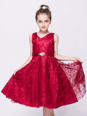 Girls Sleeveless Lace Puffy Princess Dress Wedding Flower Girls