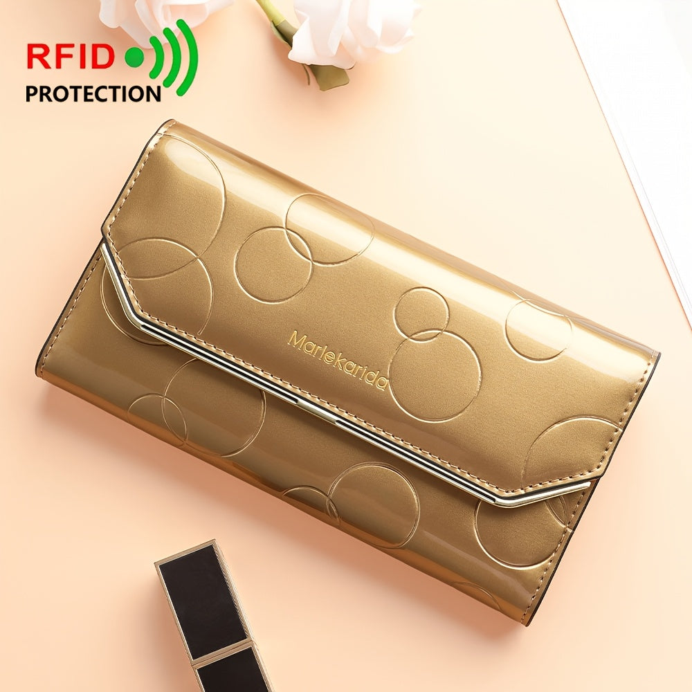 Women's Patent Leather Clutch Wallet Snap Closure