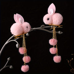 Plush Rabbits Tassel Hair Clips Chinese Style Year Hair Clips