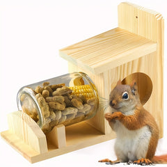 Outdoor Squirrel Feeder with Glass Jar Rustic Squirrel Food Box