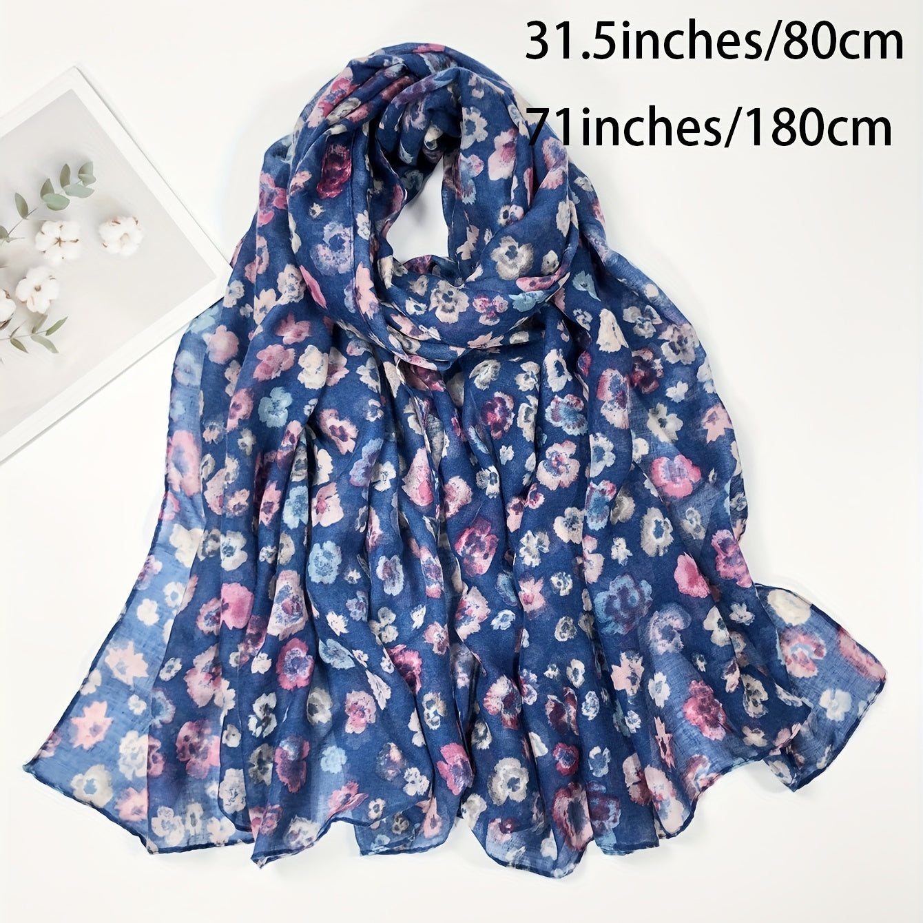 Flower Print Scarf Shawl Lightweight Casual Head Wraps Hijab Women Turban